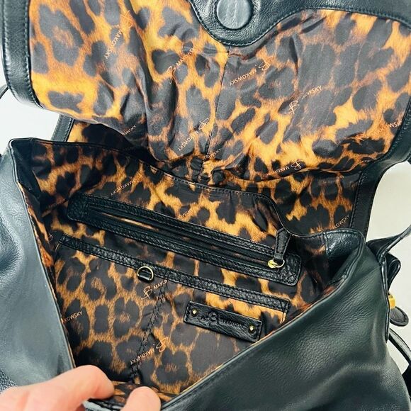 B. Makowsky Women's Black 100% Genuine Leather Hobo Shoulder Bag - Picture 11 of 16